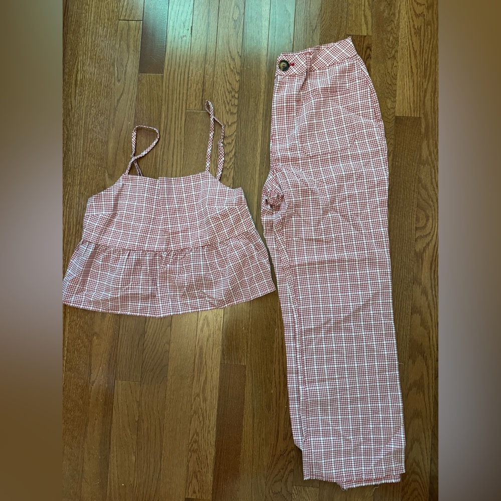 THML Pink and White Plaid Jumpsuit